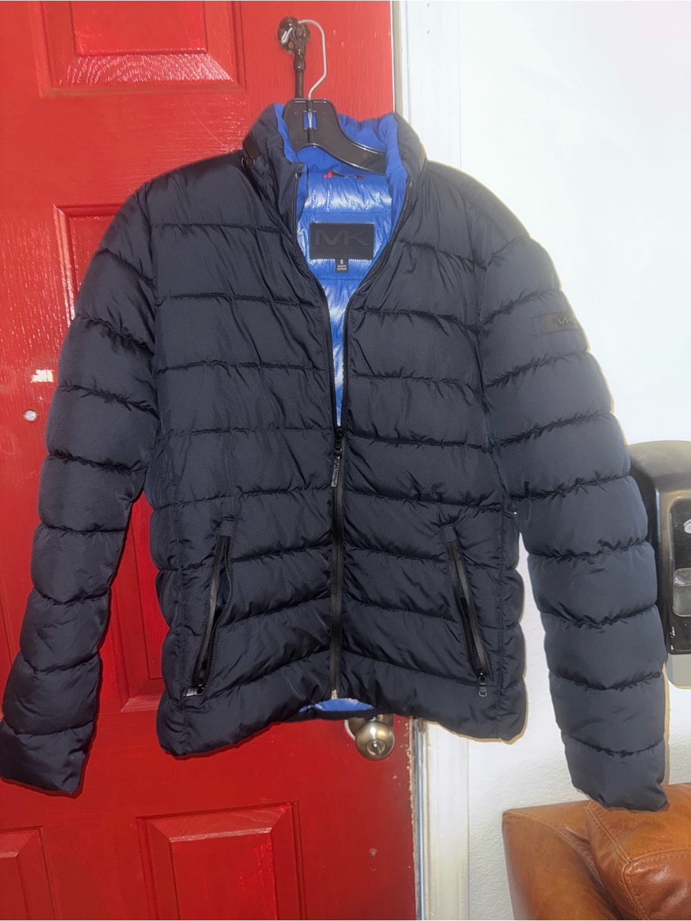 Michael Kors woman’s Black Quilted Puffer Jacket with Blue Lining